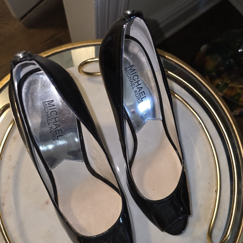 Michael Kors Black Peep-Toe Heels